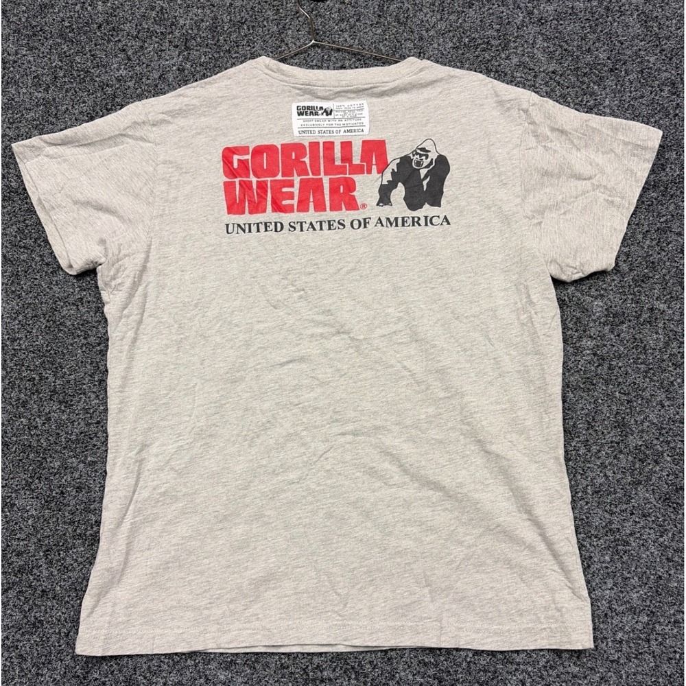Gorilla Wear Shirt Mens L Gray Short Sleeve Graphic Gym Bodybuilding Tee
